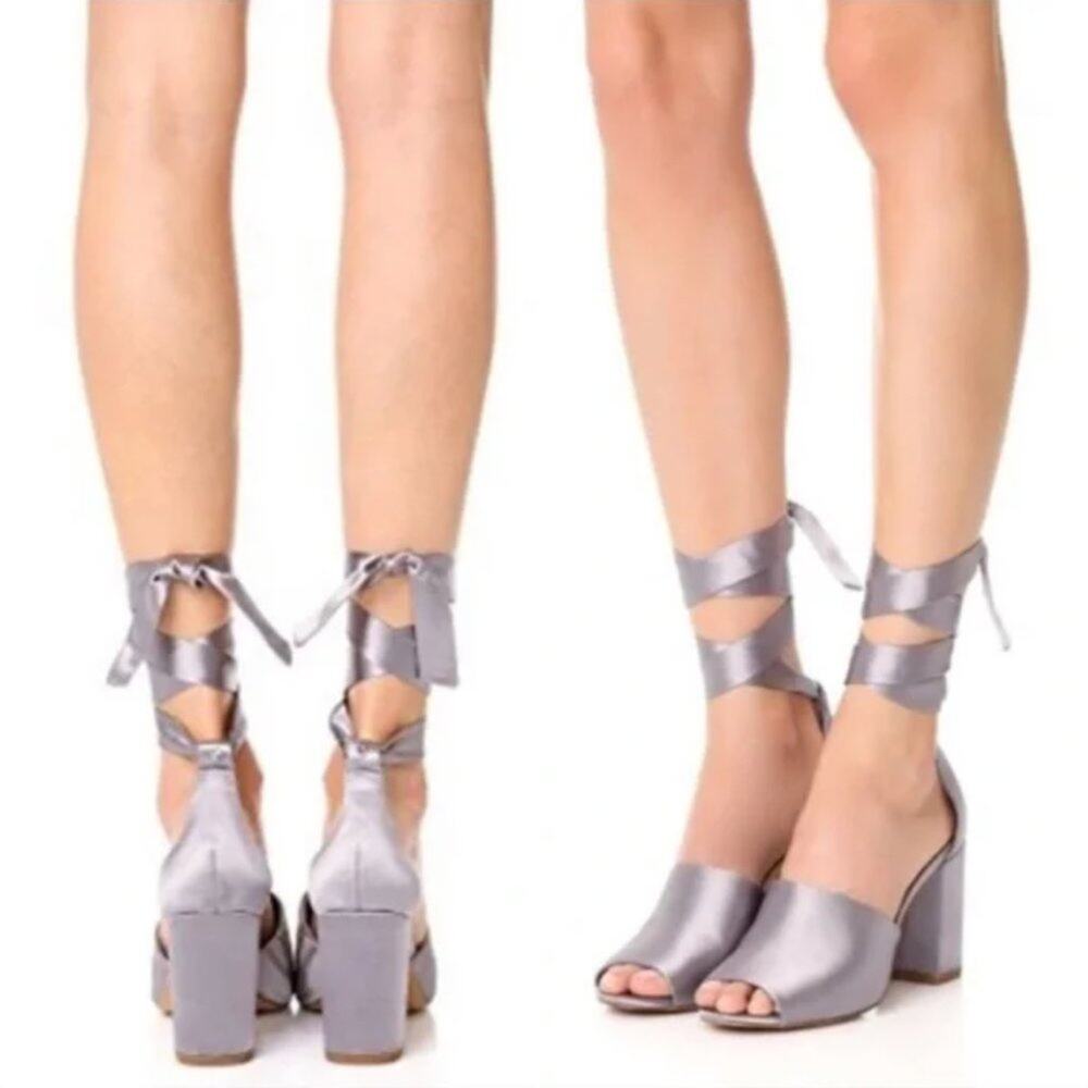 Sam Edelman Odele Silvery Grey Satin Heels